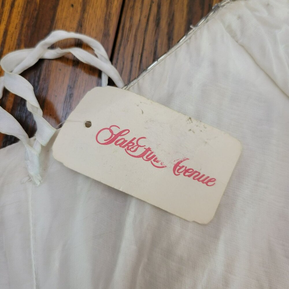 Vintage Saks Fifth Avenue Couture Pearl & Sequin Beaded Strapless Bustier Corset - Picture 12 of 16